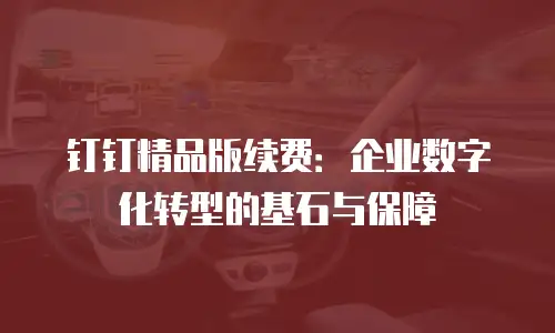 钉钉精品版续费：企业数字化转型的基石与保障