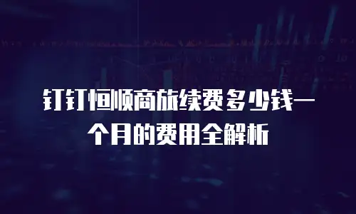 钉钉恒顺商旅续费多少钱一个月的费用全解析
