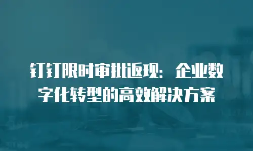 钉钉限时审批返现：企业数字化转型的高效解决方案