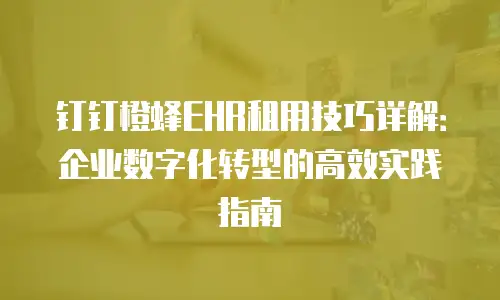 钉钉橙蜂EHR租用技巧详解：企业数字化转型的高效实践指南