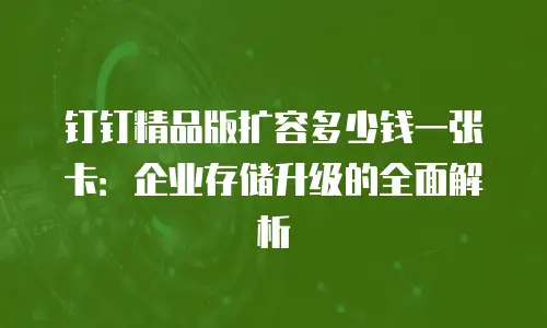 钉钉精品版扩容多少钱一张卡：企业存储升级的全面解析