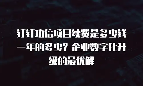 钉钉功倍项目续费是多少钱一年的多少？企业数字化升级的最优解