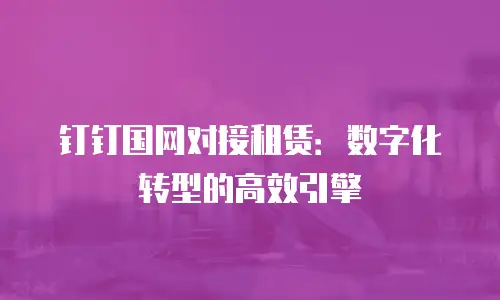 钉钉国网对接租赁：数字化转型的高效引擎