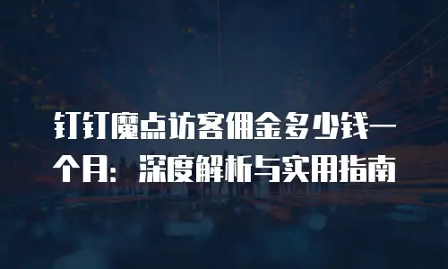 钉钉魔点访客佣金多少钱一个月：深度解析与实用指南