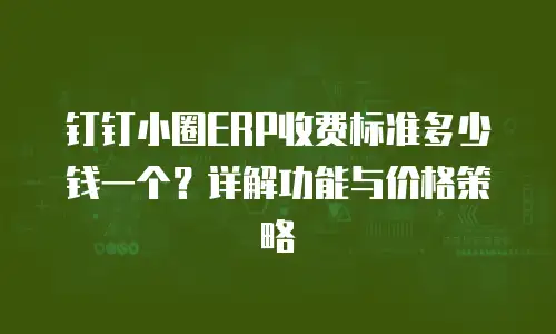 钉钉小圈ERP收费标准多少钱一个？详解功能与价格策略