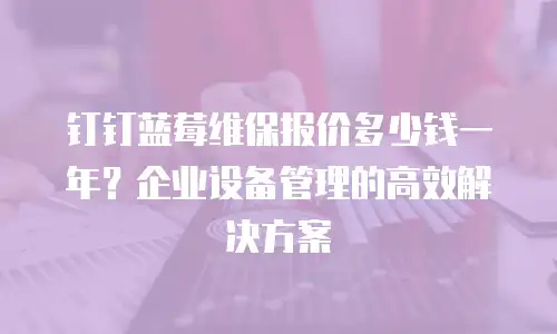 钉钉蓝莓维保报价多少钱一年？企业设备管理的高效解决方案