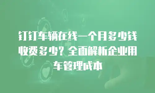 钉钉车辆在线一个月多少钱收费多少？全面解析企业用车管理成本