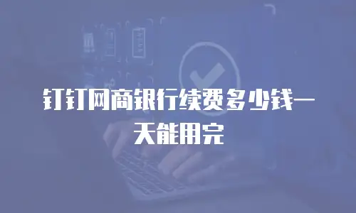 钉钉网商银行续费多少钱一天能用完