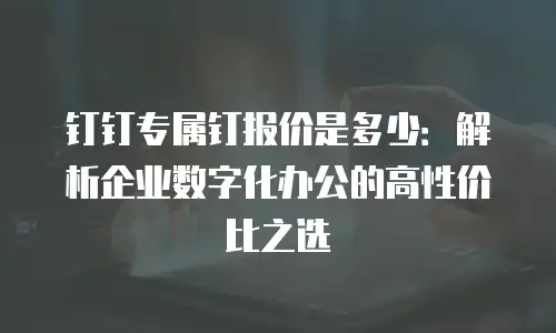 钉钉专属钉报价是多少：解析企业数字化办公的高性价比之选