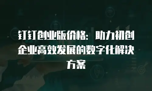 钉钉创业版价格：助力初创企业高效发展的数字化解决方案