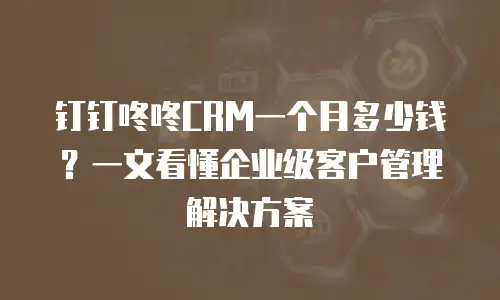 钉钉咚咚CRM一个月多少钱？一文看懂企业级客户管理解决方案