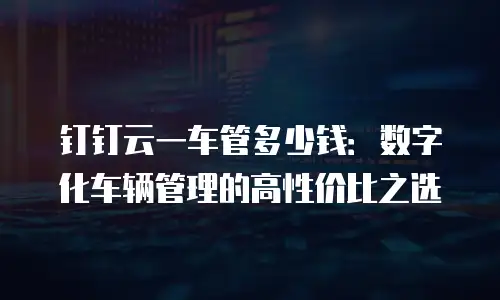 钉钉云一车管多少钱：数字化车辆管理的高性价比之选