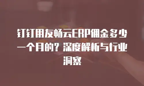 钉钉用友畅云ERP佣金多少一个月的？深度解析与行业洞察
