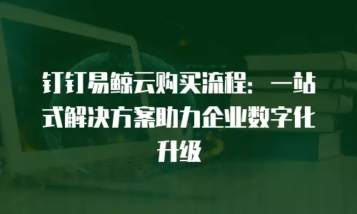 钉钉易鲸云购买流程：一站式解决方案助力企业数字化升级