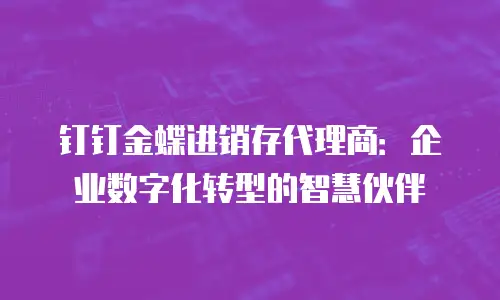钉钉金蝶进销存代理商：企业数字化转型的智慧伙伴