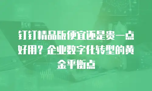 钉钉精品版便宜还是贵一点好用？企业数字化转型的黄金平衡点