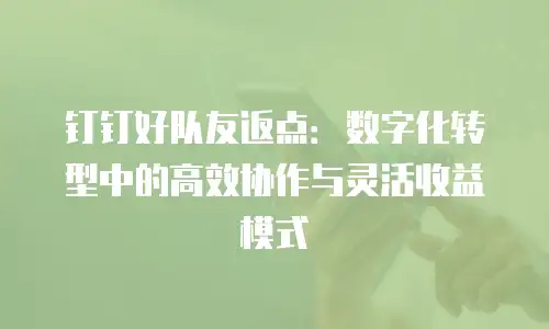 钉钉好队友返点：数字化转型中的高效协作与灵活收益模式