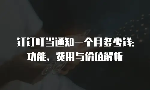 钉钉叮当通知一个月多少钱：功能、费用与价值解析