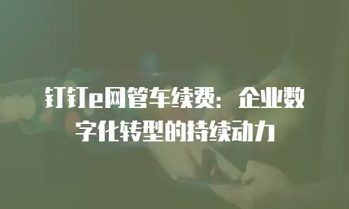 钉钉e网管车续费：企业数字化转型的持续动力