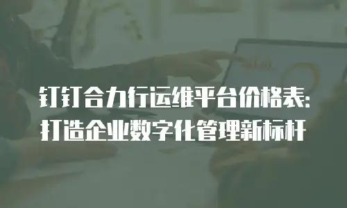 钉钉合力行运维平台价格表：打造企业数字化管理新标杆