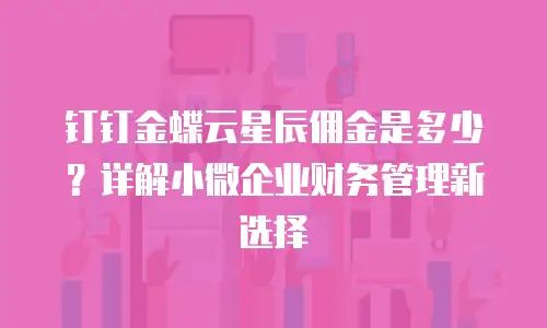 钉钉金蝶云星辰佣金是多少？详解小微企业财务管理新选择