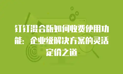 钉钉混合版如何收费使用功能：企业级解决方案的灵活定价之道