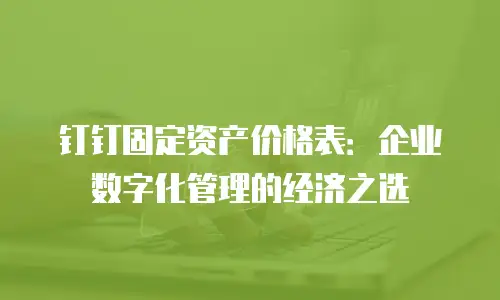 钉钉固定资产价格表：企业数字化管理的经济之选