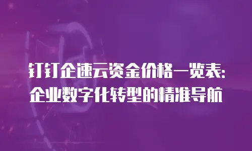 钉钉企速云资金价格一览表：企业数字化转型的精准导航