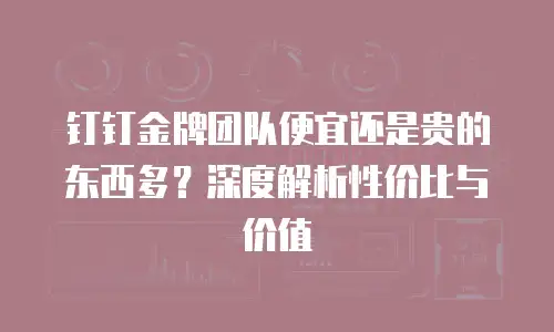 钉钉金牌团队便宜还是贵的东西多？深度解析性价比与价值
