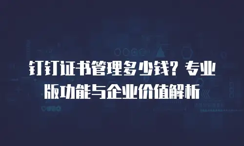 钉钉证书管理多少钱？专业版功能与企业价值解析