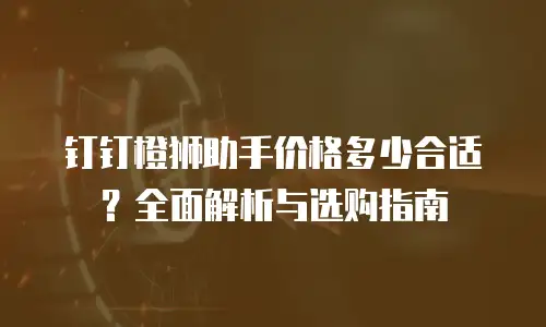 钉钉橙狮助手价格多少合适？全面解析与选购指南
