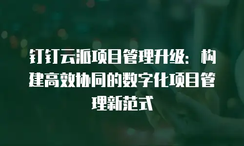 钉钉云派项目管理升级：构建高效协同的数字化项目管理新范式