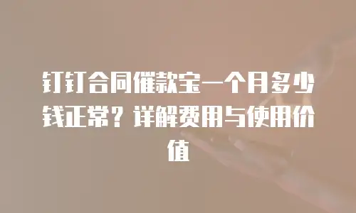钉钉合同催款宝一个月多少钱正常？详解费用与使用价值