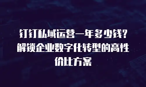 钉钉私域运营一年多少钱？解锁企业数字化转型的高性价比方案