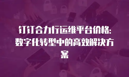 钉钉合力行运维平台价格：数字化转型中的高效解决方案