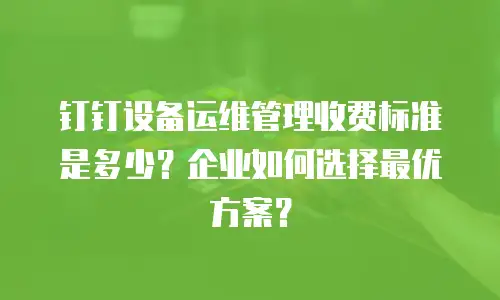 钉钉设备运维管理收费标准是多少？企业如何选择最优方案？