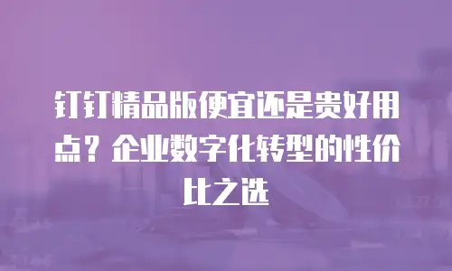 钉钉精品版便宜还是贵好用点？企业数字化转型的性价比之选