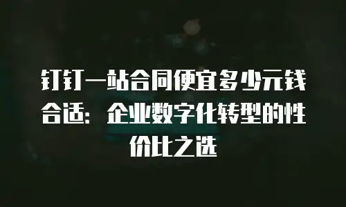 钉钉一站合同便宜多少元钱合适：企业数字化转型的性价比之选