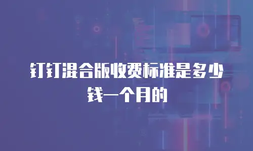 钉钉混合版收费标准是多少钱一个月的
