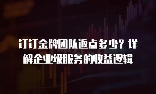 钉钉金牌团队返点多少？详解企业级服务的收益逻辑