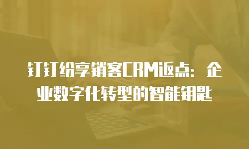 钉钉纷享销客CRM返点：企业数字化转型的智能钥匙