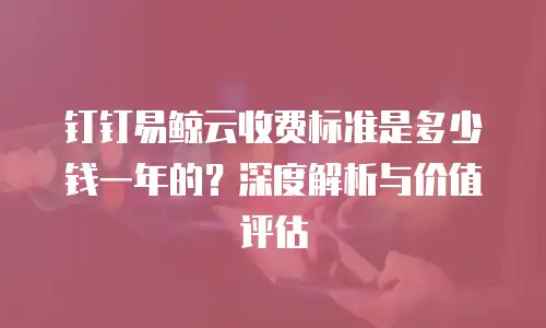 钉钉易鲸云收费标准是多少钱一年的？深度解析与价值评估