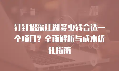 钉钉招采江湖多少钱合适一个项目？全面解析与成本优化指南
