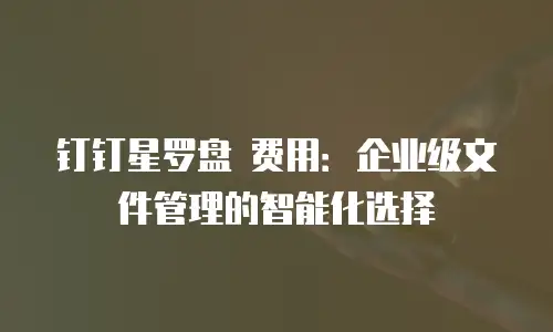 钉钉星罗盘 费用：企业级文件管理的智能化选择