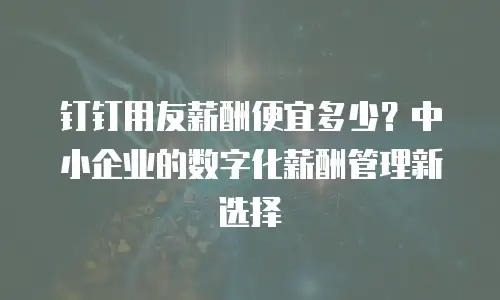 钉钉用友薪酬便宜多少？中小企业的数字化薪酬管理新选择