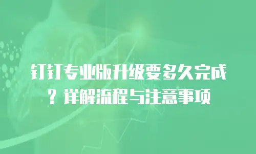 钉钉专业版升级要多久完成？详解流程与注意事项