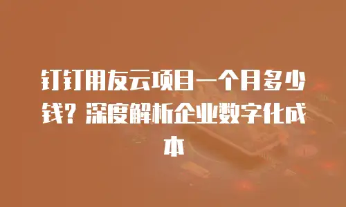 钉钉用友云项目一个月多少钱？深度解析企业数字化成本