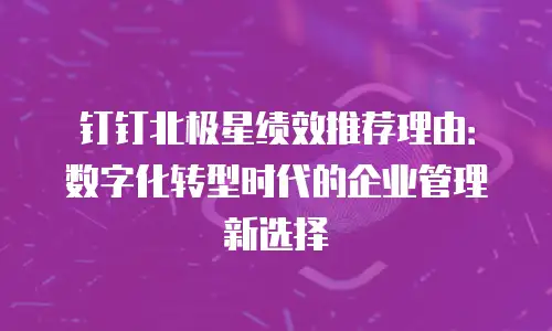 钉钉北极星绩效推荐理由：数字化转型时代的企业管理新选择