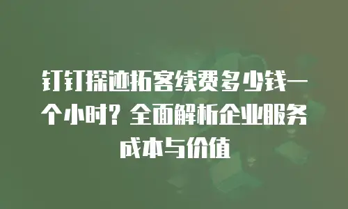 钉钉探迹拓客续费多少钱一个小时？全面解析企业服务成本与价值