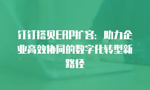 钉钉搭贝ERP扩容：助力企业高效协同的数字化转型新路径